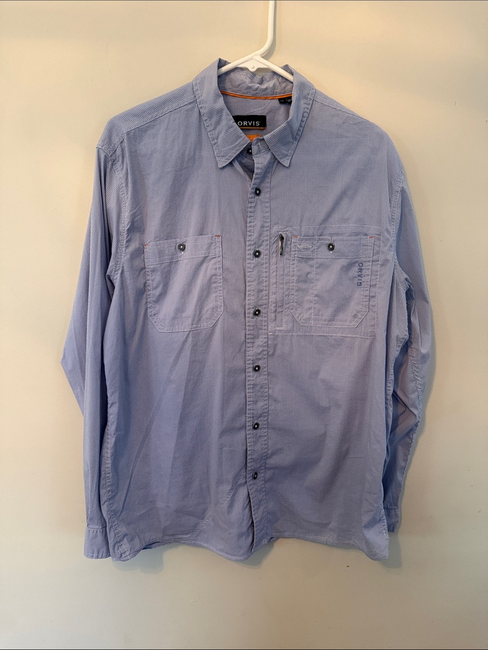 Orvis Men's Pale Blue Long-Sleeve Button-Down Shirt